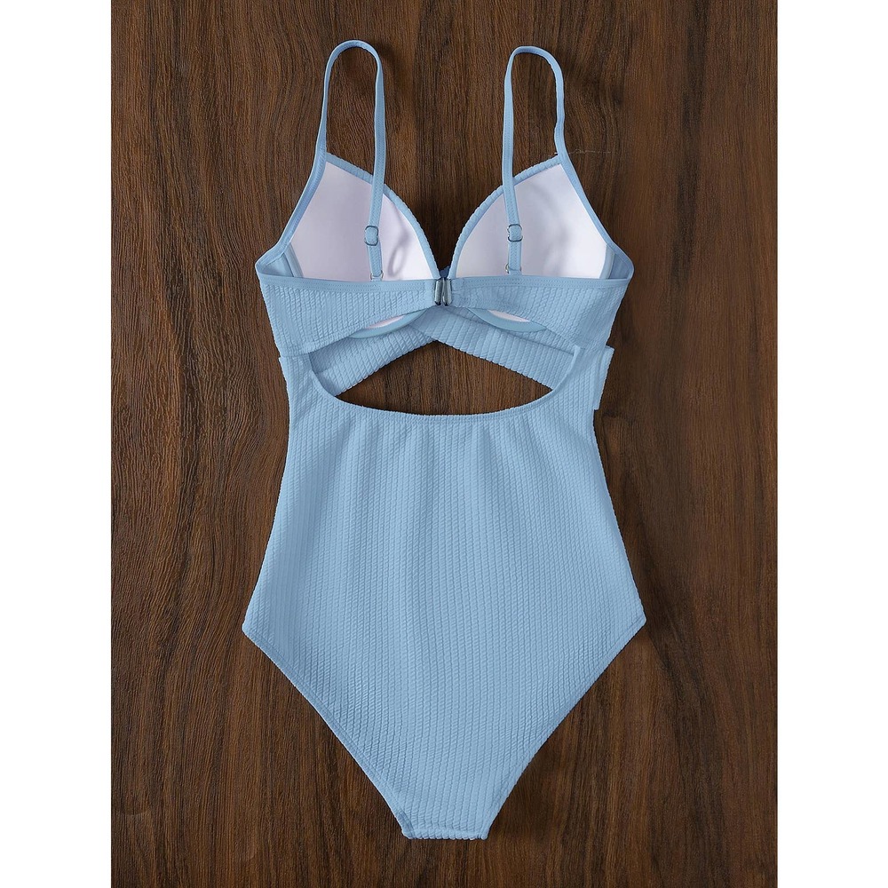 Boho Criss Cross Push Up One Piece Swimsuit green - Picture 8 of 11